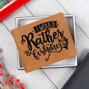 Regalo para pescador: Preferiría estar pescando Cartera de cuero de vaca plegable Cumpleaños, Navidad, Día del Padre Regalo de pesca para hombres