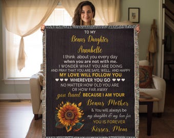 Para mi hija extra, mi amor te seguirá Manta tejida de reliquia personalizada Regalo de Navidad, cumpleaños y graduación