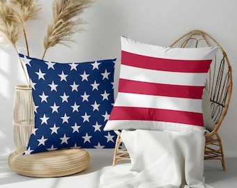 American Flag Stars and Stripes Patriotic Indoor-Outdoor Pillow
