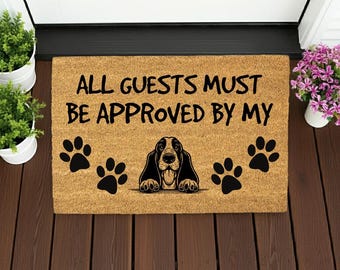 Felpudo de Basset Hound – Todos los invitados deben ser aprobados por mi Basset Hound – Felpudo de bienvenida para amantes de los perros – Felpudo divertido para mascotas