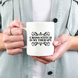Cross Stitch Ceramic Coffee Mug Cross Stitch es mi terapia