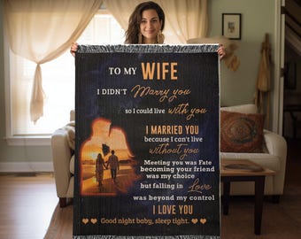 Regalo romántico para esposa: no puedo vivir sin ti, manta tejida de reliquia personalizada, regalo de aniversario, cumpleaños y Navidad para esposa