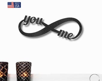 Decoración romántica para el hogar "Tú y yo" Arte de pared de metal con el infinito cortado con láser, regalo de aniversario y día de San Valentín para almas gemelas