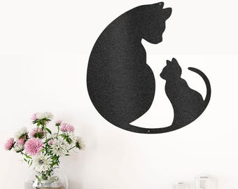 Letrero de acero para pared para interior y exterior con diseño de amantes de los gatos
