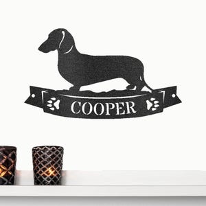 Dachshund Shorthaired Banner Custom Name Metal Art Wall sign