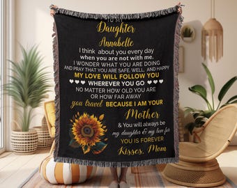 Para mi hija, mi amor te seguirá Manta tejida de reliquia personalizada Regalo de Navidad, cumpleaños y graduación