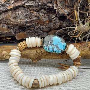 Puka Shell Bracelet with Howlite Stone for the Beach Lover in all of us, A Statement Piece for a Beach lover or Boho Style Woman
