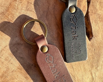 Personalized Leather Keychain: Custom Travel Gift, Wedding Favor