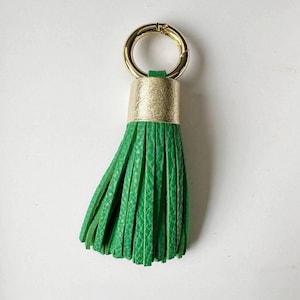 Leather Tassel Key chain Black Leather Tassel Key Fob Bag Purse Tassel Charm