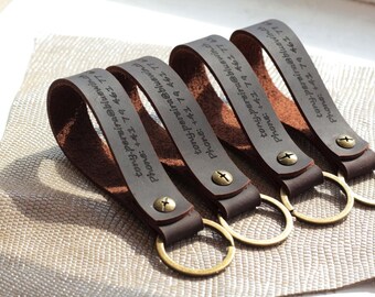 Personalized Leather Keychain – Custom Coordinates or Name, Rustic Keyring