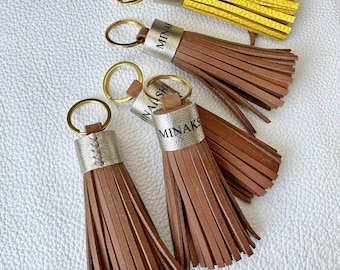 Leather Tassel Keychain for Hotels Airbnb, Custom Engraved Keyring for Booking, Guest Gift