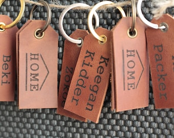 Custom Leather Keychain for Corporate Gifts, Business Luggage Tag for Employees, Realtor Developper