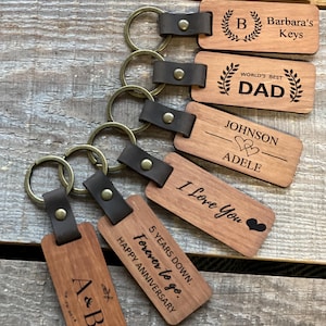 Wood Anniversary Key Chain - 5th Wooden Anniversary Gift for Husband Wife, Engraved Couple Gifts, Birthday Gift, Wedding Day Gift Giveaway