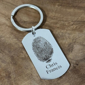Fingerabdruck-Schlüsselanhänger, personalisiertes Fingerabdruck-Schmuck-Denkmal, durchdachtes Gedenkgeschenk für Männer, benutzerdefinierter Fingerabdruck-Andenken-Schlüsselanhänger