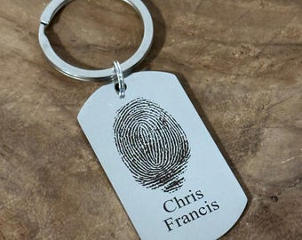 Personalized Fingerprint Handwriting Keychain – Stainless Steel Memorial Keepsake