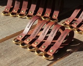 Personalized Leather Keychain – Custom Engraved Room or Year (Hotel Gift)