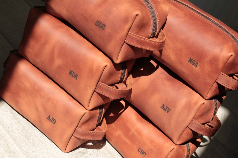 Personalized Leather Dopp Kit Mens Leather Toiletry Bag Mens Etsy