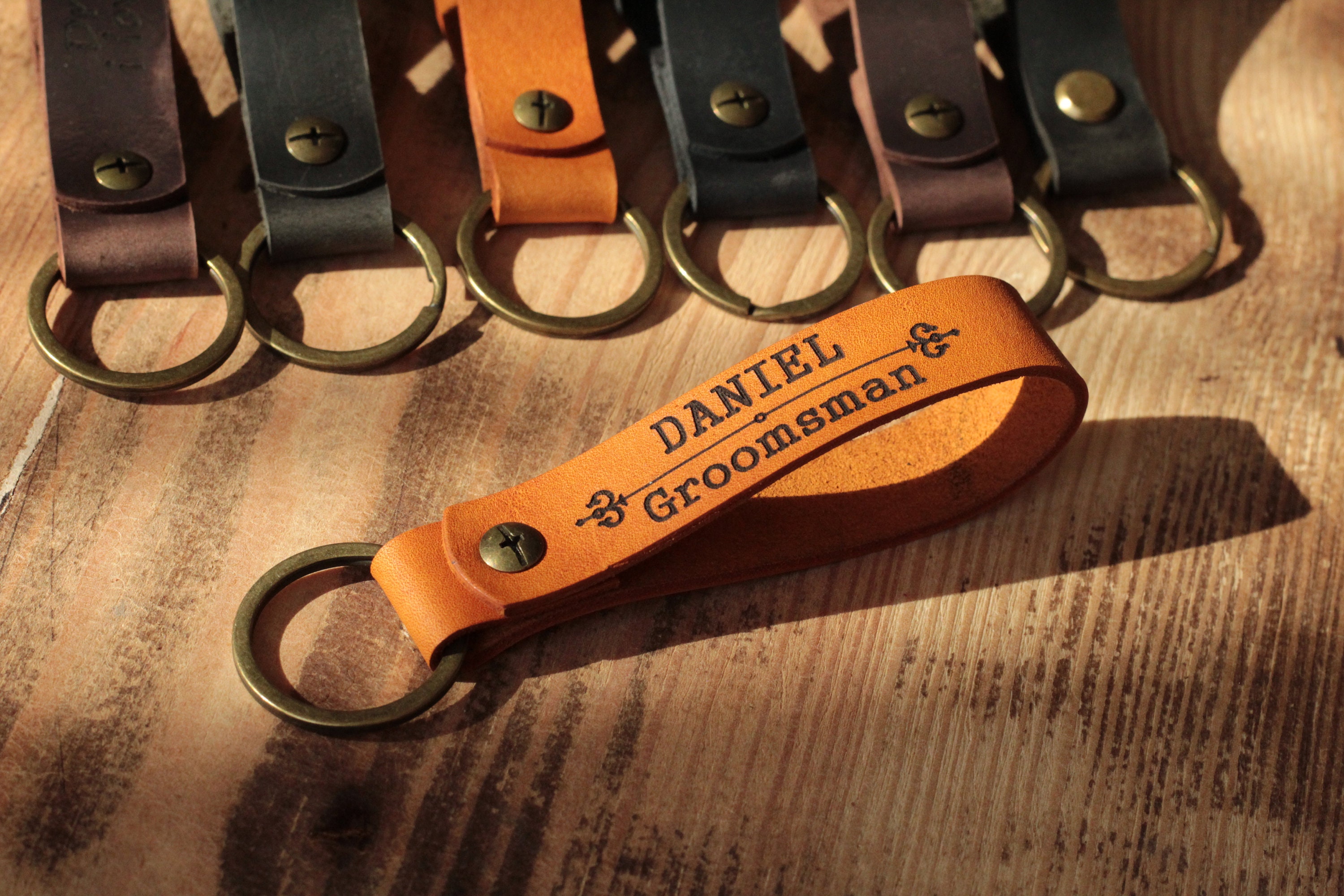 Personalized leather keychain for men Custom logo key chain Etsy