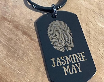 Memorial Fingerprint Keychain – In Loving Memory Gift, Cremation Keepsake Alternative, Personalized Fingerprint Engraved Keyring