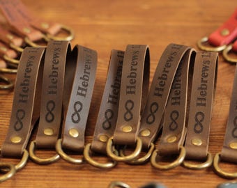Custom Leather Keychain – Engraved Coordinates, Cabin Name, Property Gift