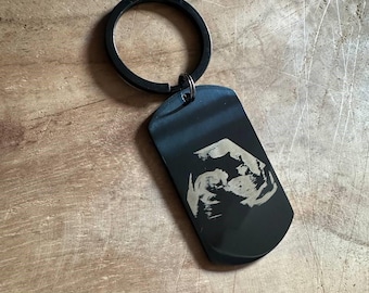 Personalized Ultrasound Keychain: Engraved Sonogram Photo, New Dad Gift