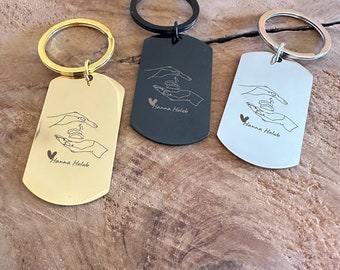 Personalized Laser Engraved Stainless Steel Keychain, Custom Text Both Sides, Meaningful Gift
