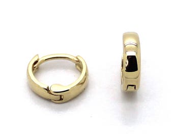 14K Yellow Gold Huggie Earrings 2.5 mm(wide) By 9 mm(diameter) Hoop