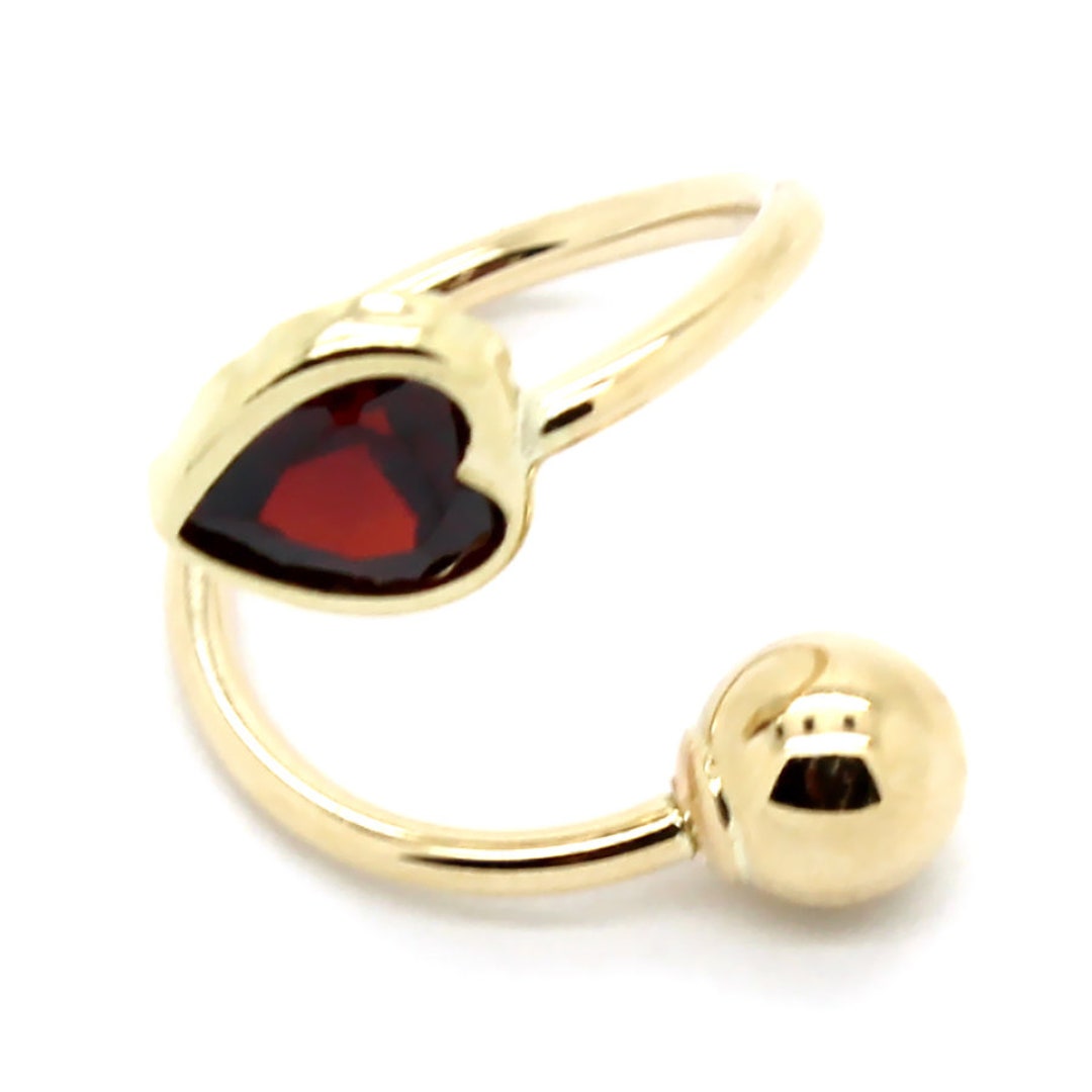 Pierced Owl 14GA 316L Stainless Steel CZ Crystal Double Heart Belly Button Ring