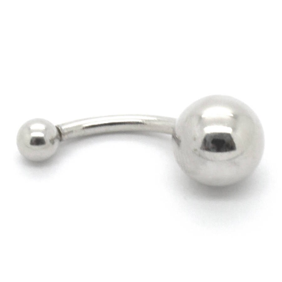 14K Yellow or White Gold Curved Barbell With 6mm & 4mm Balls - Etsy