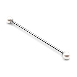 14K Yellow or White Gold Industrial Scaffold Straight Barbell - Etsy