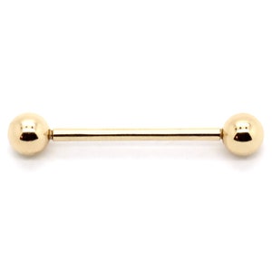 14K Yellow or White Gold Straight Barbell Internal Threading - Etsy