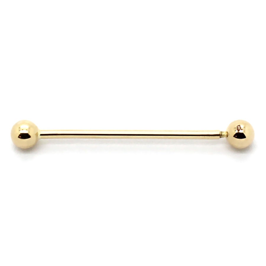 14K Yellow Gold Industrial Scaffold Straight Barbell Internal - Etsy