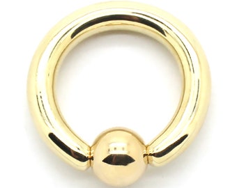 14K Solid Yellow or White Gold Captive Bead Ring 10 Gauge, Assorted Diameters