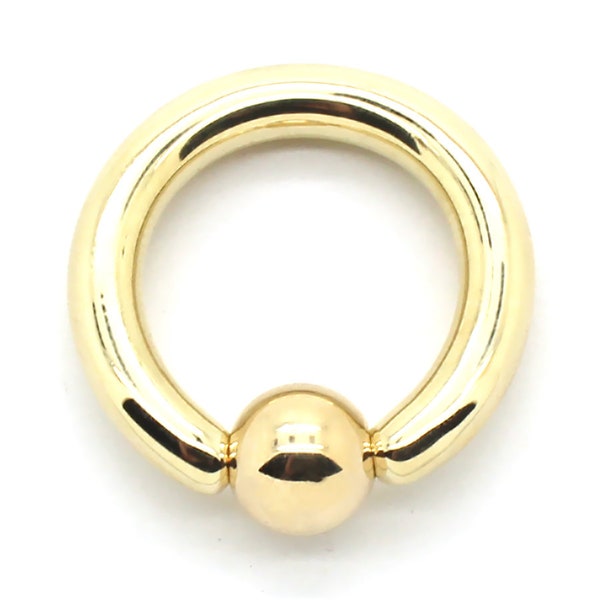 14K Solid Gelb oder Weiß Gold Captive Bead Ring 10 Gauge, verschiedene Durchmesser