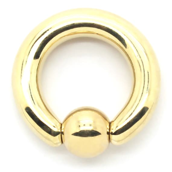 14K Solid Yellow or White Gold Captive Bead Ring Gauge X 7/16