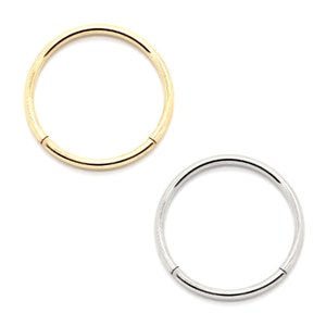 14K Yellow or White Gold Segment Septum Lip Cartilage Tragus Nose Ring, Helix, Daith – Sizes 12G-18G
