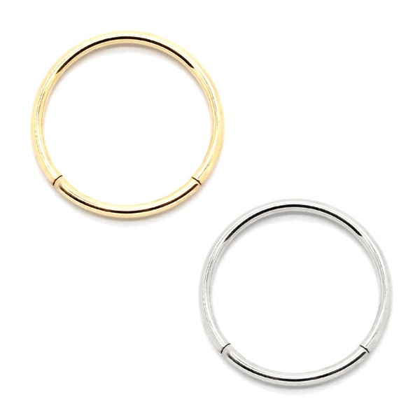 14K Yellow or White Gold Segment Septum Lip Cartilage Tragus Nose Ring – Sizes 12G-18G