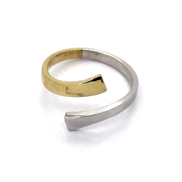 14K Two Tone Gold Crossover Adjustable Toe Ring