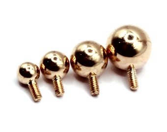 14K Yellow or White Gold One 3mm-6mm Replacement Screw Ball for 1.2mm internal Threading for our 10, 12, and 14G
