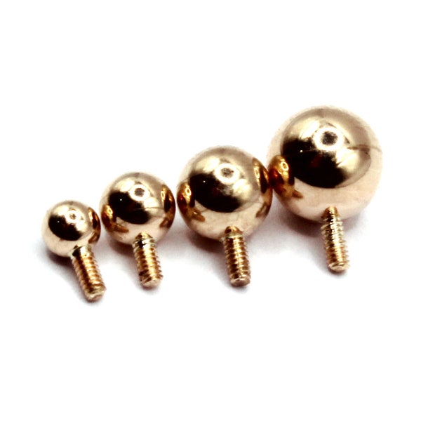 14K Yellow or White Gold One 3mm-6mm Replacement Screw Ball for 1.2mm internal Threading for our 10, 12, and 14G