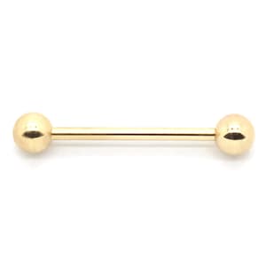 14K Yellow or White Gold Straight Barbell for Nipple, Tongue, Universal ...