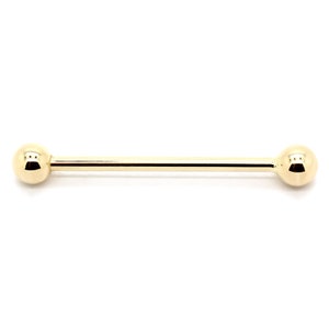 14K Yellow Gold Industrial Scaffold Straight Barbell With Screw Balls ...