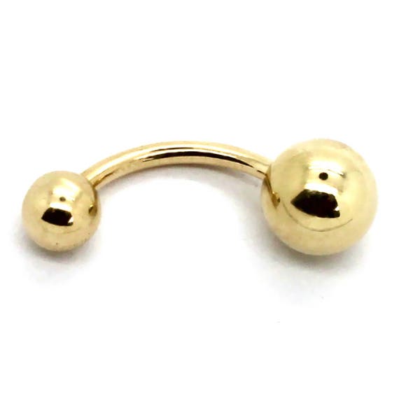14K Yellow or White Gold Curved Barbells 12G 5/16