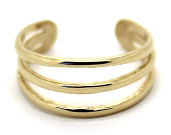 14K Yellow Gold Adjustable Triple Band Toe Ring