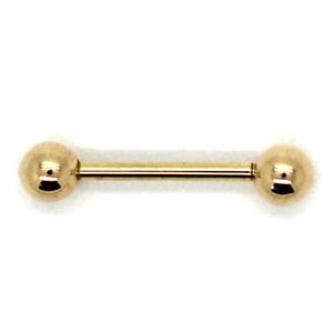 14K Yellow or White Gold Straight Barbell With Screw Balls - Etsy