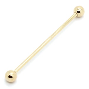 14K Yellow Gold Industrial Scaffold Straight Barbell With - Etsy