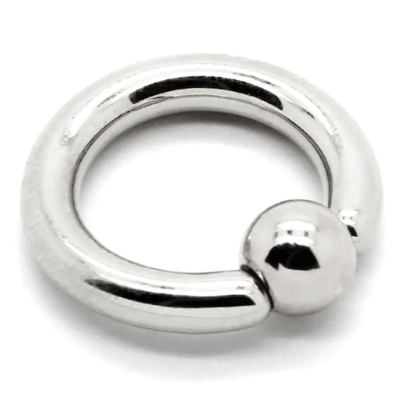 14K Solid Yellow or White Gold Captive Bead Ring 4 Gauge X 5