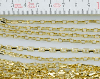 Curb Chain 1 Meter (3.3 feet) Brass 18k Gold Plated Link Chain Necklace Jewelry Chain 4 mm x 2 mm - Jewelry Making Supplies Anchor Chain