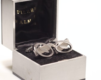 Boutons De Manchettes Vintage Pierre Balmain Années 1970 - Style Moderniste, Argenté, En Métal/acier, Occasion