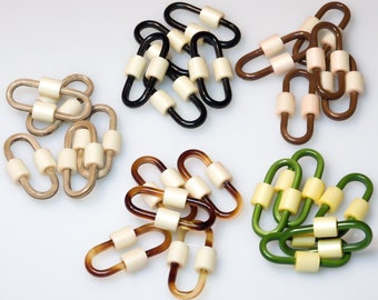 50 pcs. Connector Beads 35x18mm Linking Links VINTAGE plastic Oval Disc Galalith Lucite 1970s oval links beading supplies